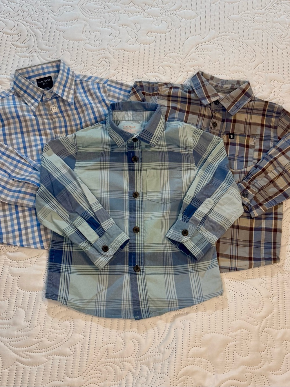 Toddler Boys Plaid Button-Down Shirt 24M–2T Nautica, Calvin Klein, Cat & Jack